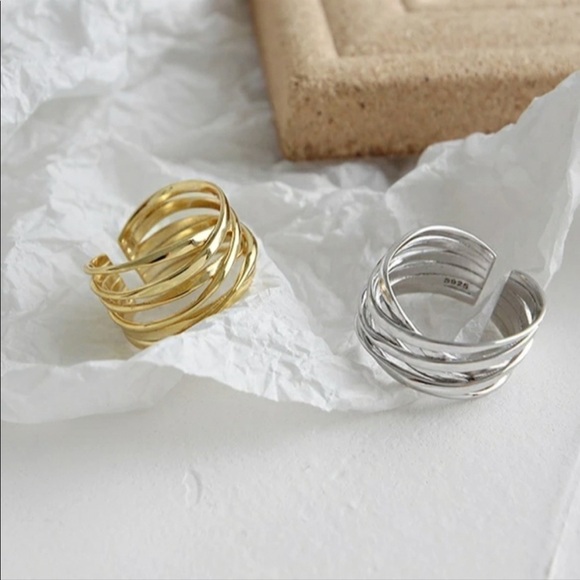 - 𝅺💎new Gold/925 Sterling Silver Stacked Wire Wrapped Ring - Picture 2 of 7